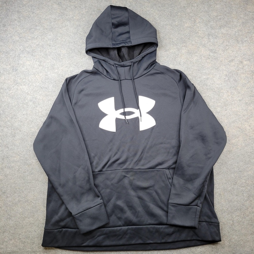 Under Armour Hoodie Women 2X‎ Gray Fleece Pullover Sweatshirt Logo Kangaroo